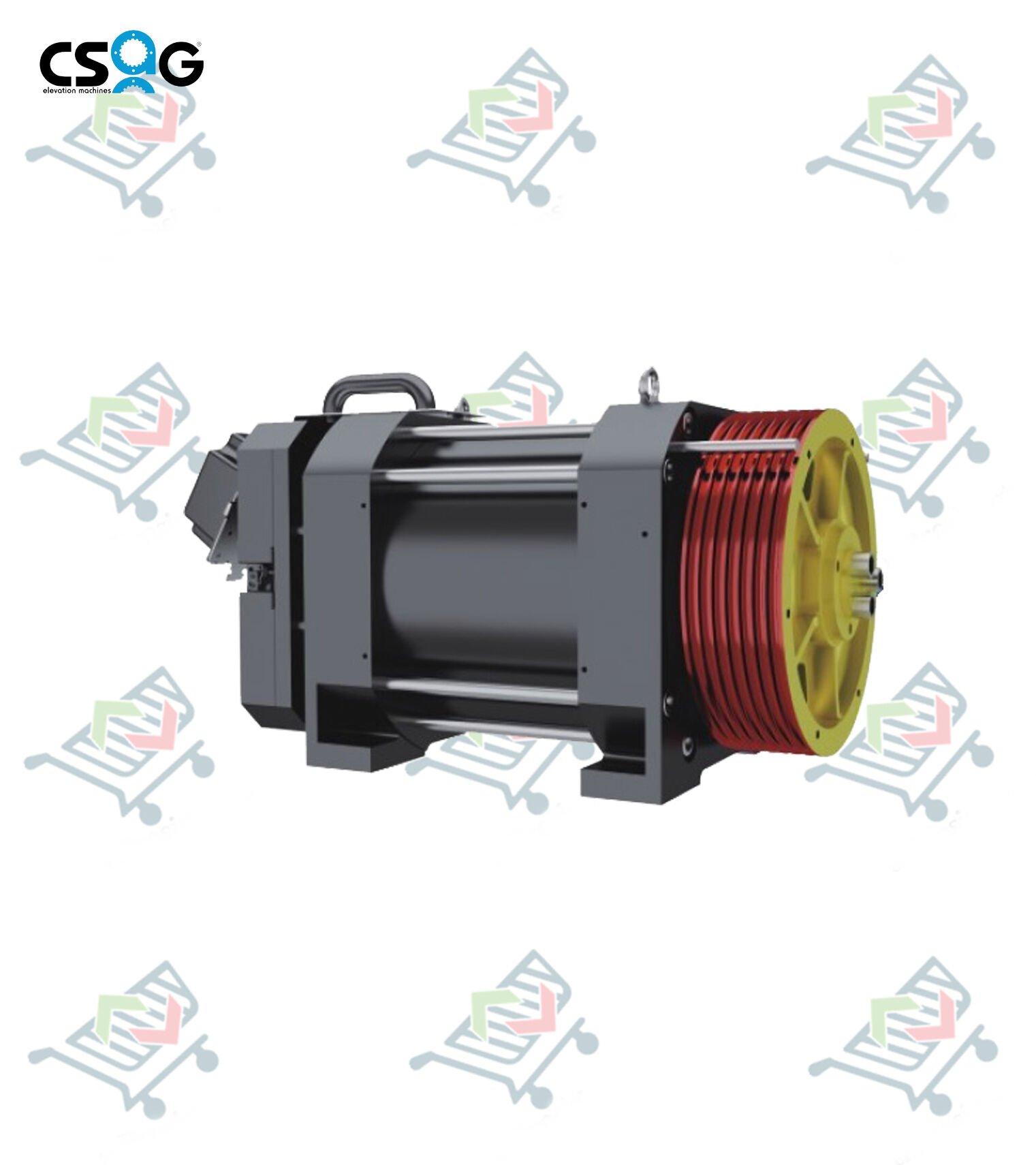 CSAG-D320 1:0 M/S 630 KG 4 KW 320 mm Kasnak 2:1 Askı Dişlisiz Asansör Motoru