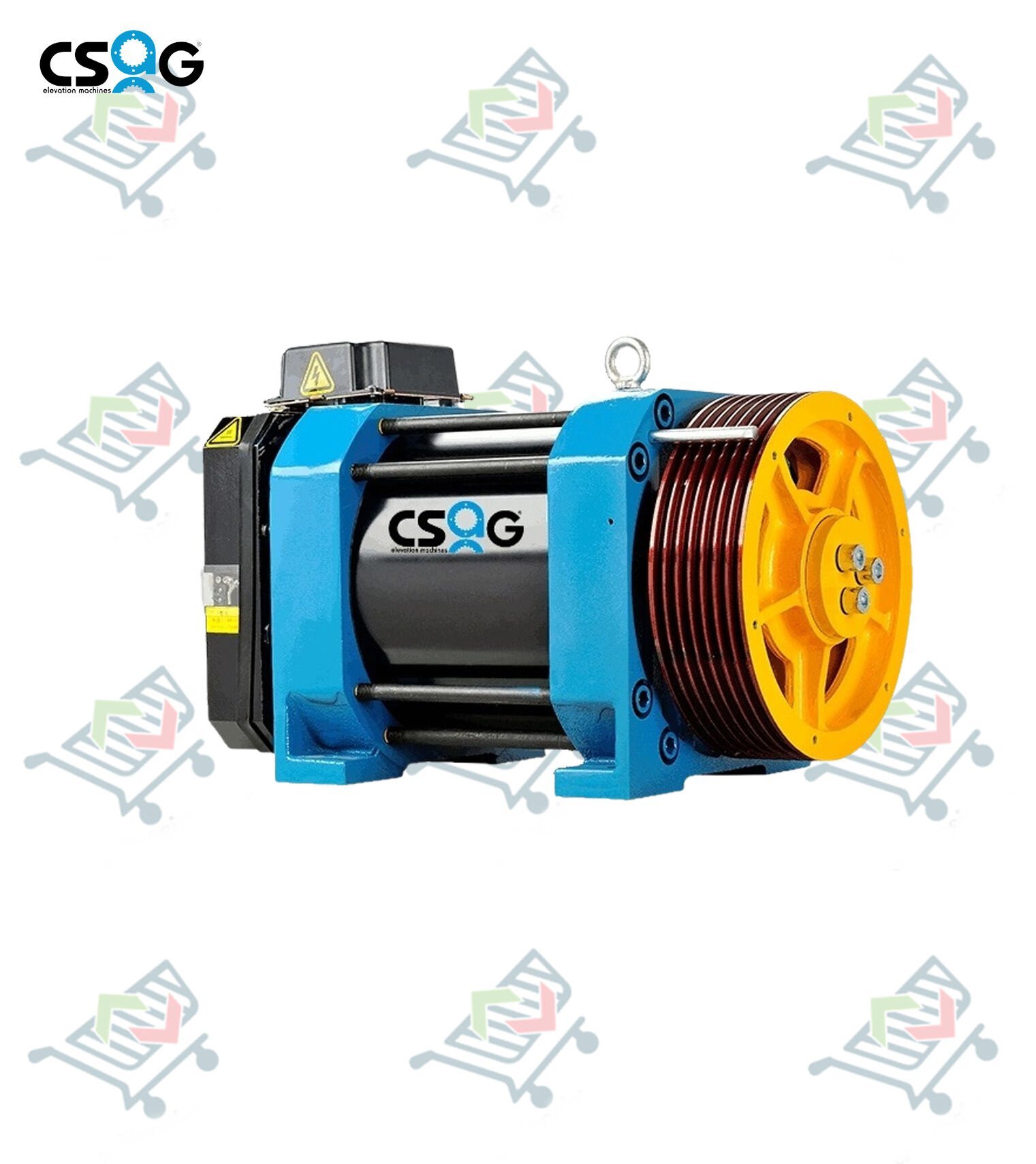 CSAG-D240 2:0 M/S 1275 KG 16.7 KW 240 mm Kasnak 2:1 Askı Dişlisiz Asansör Motoru