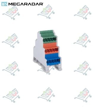 Megaradar 5,08 mm SOKETLİ DIN RAY TİPİ ÜÇ KATLI ÜÇ RENKLİ KLEMENSLER TEKLİ