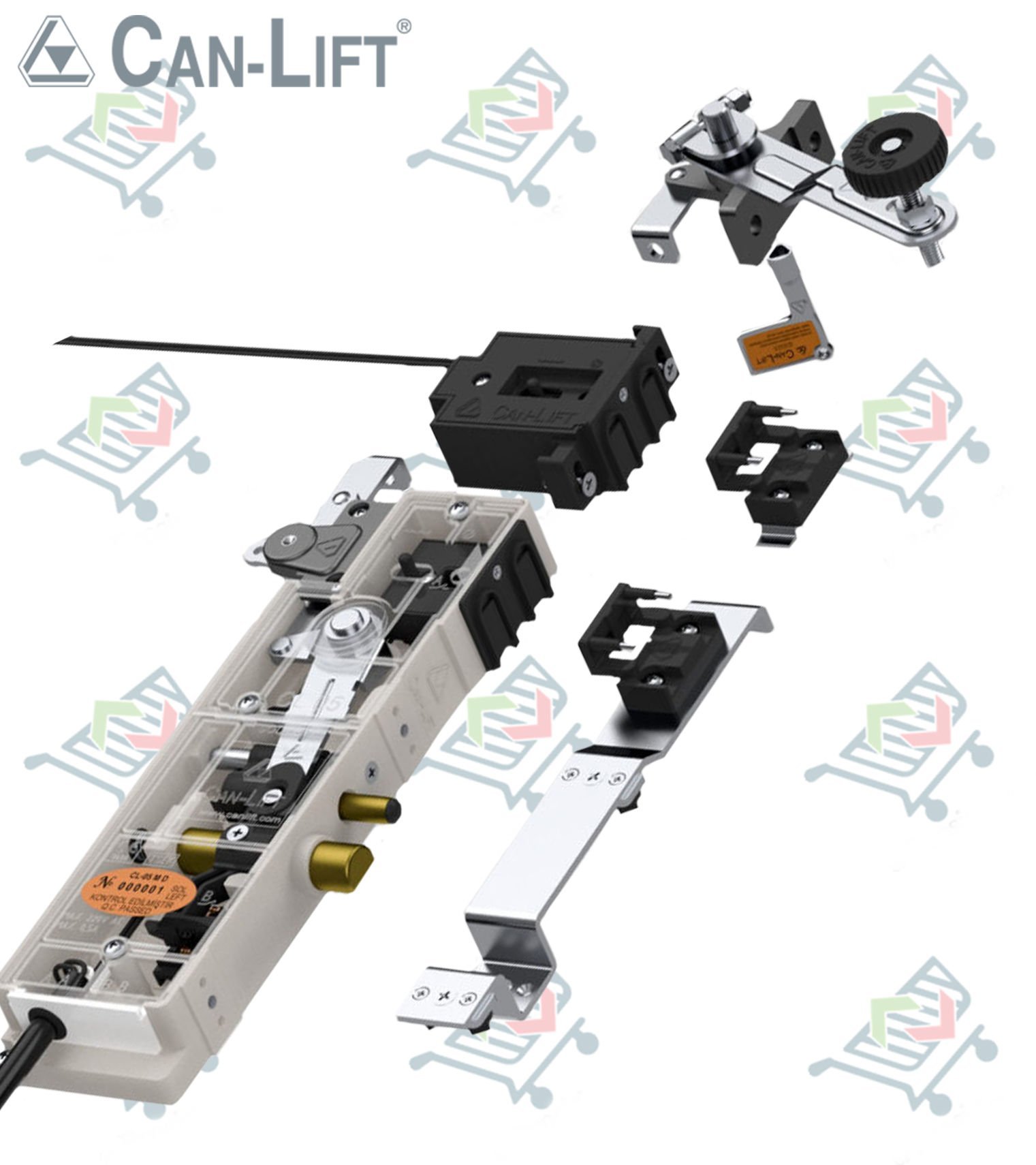 Can Lift CL-05 MD Çift Emniyetli Çift Dilli Çift Kanatlı Asansör Kat Kapı Kilidi