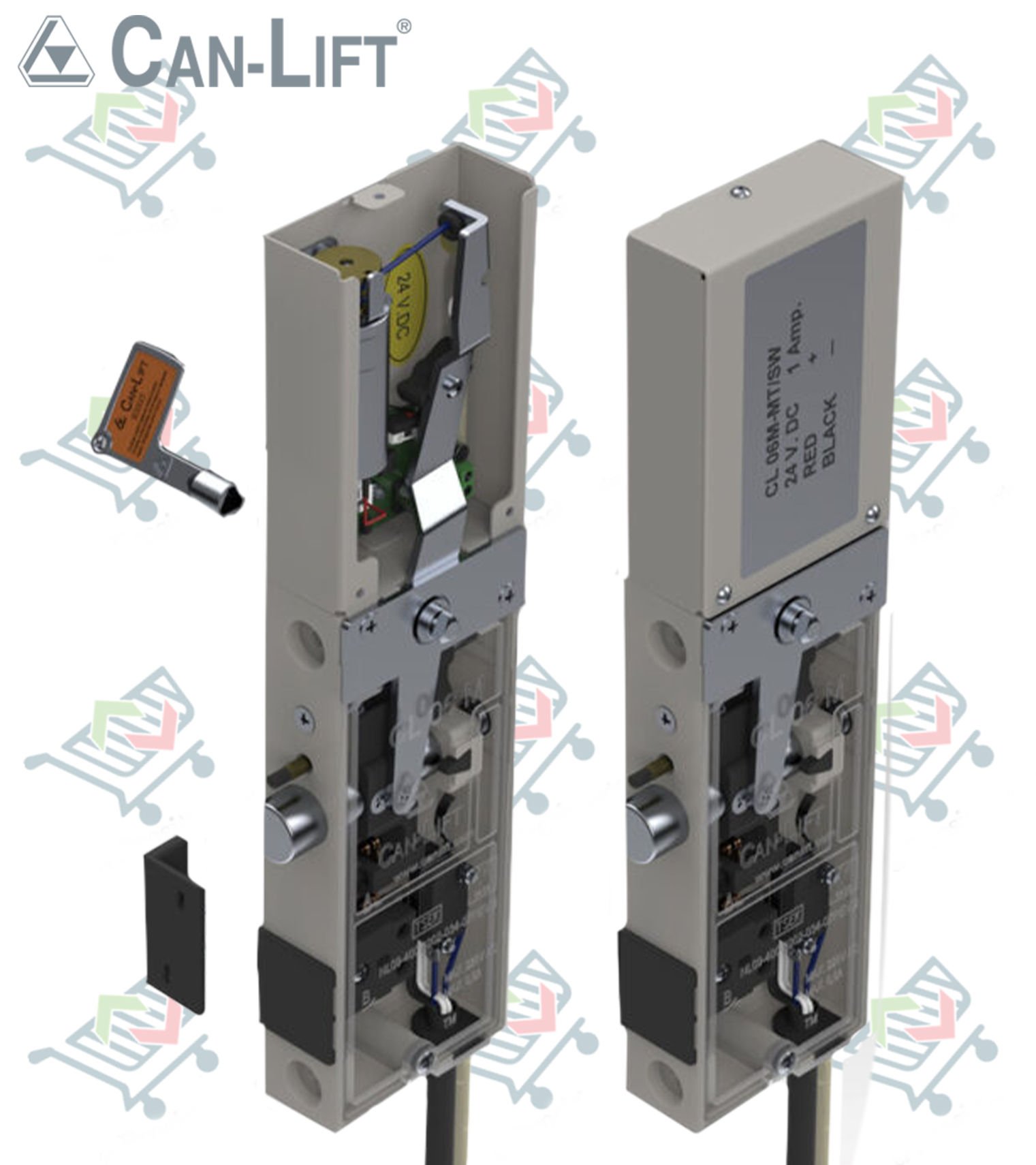 Can Lift CL-06 M-MT-SW Çift Emniyetli Çift Dilli Motor Tahrikli Asansör Kat Kapı Kilidi(Swichli)