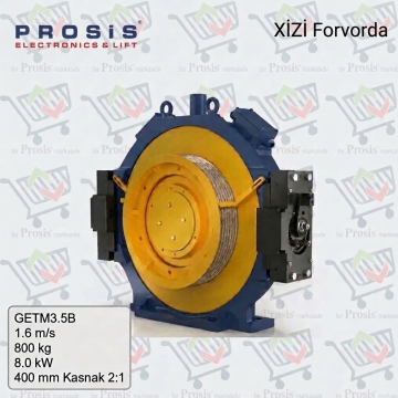 GETM3.5B 1.6 m/s 800 kg 8.0 kW 400 mm Kasnak 2:1 Askı Dişlisiz Asansör Motoru